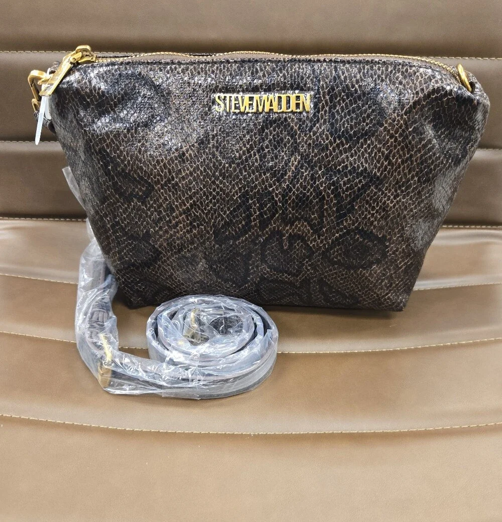 Steve Madden Patchwork Snake-Print Hobo Handbag